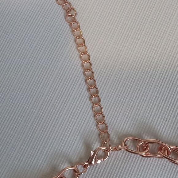 Gray and Rose Gold Beaded Large Teardrop Pendant Necklace & Hoop Earring Set - Picture 6 of 12